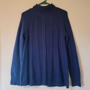 Women's Navy Sweatshirt with Mock Turtleneck, Size XS